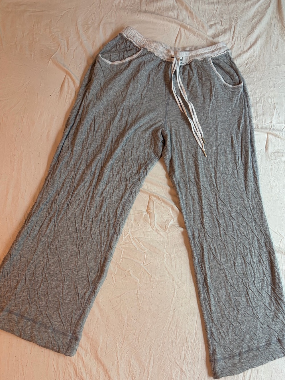 Free People Gray Wide-Leg Drawstring Track Pants